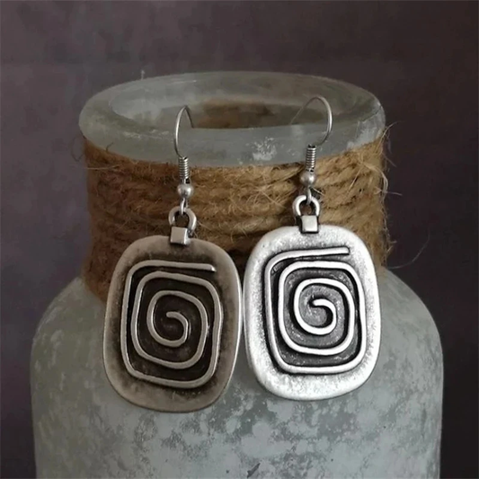 Pendientes vintage de plata de ley con espiral