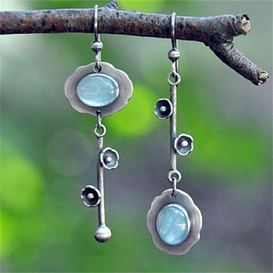 Pendientes de plata con flor de cristal vintage
