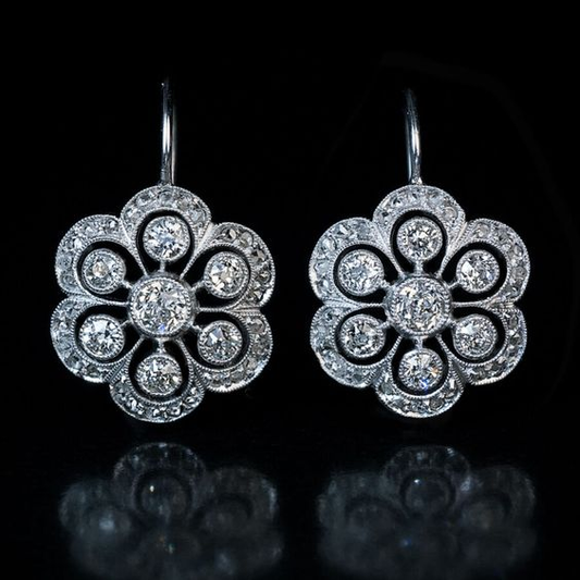 Pendientes de plata con mandala de cristal vintage