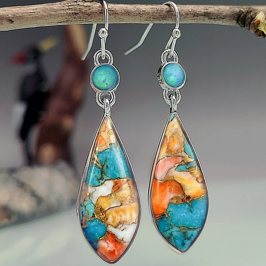 Pendientes vintage de piedra colorida