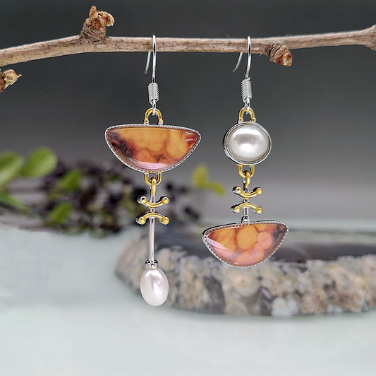 Pendientes vintage de piedra naranja natural
