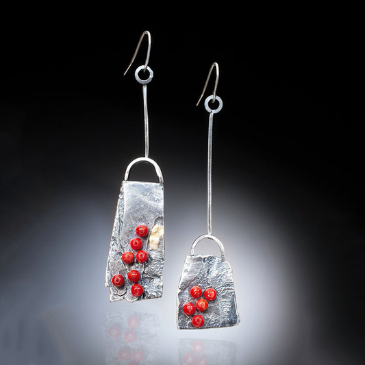 Pendientes de plata con piedras rojas vintage