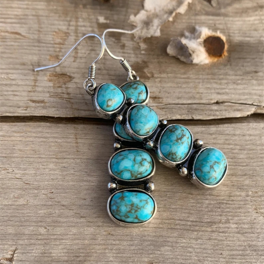Pendientes Colgantes de Piedra Azul Vintage