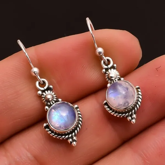Aretes vintage de piedra de luna brillante