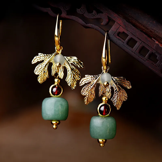 Pendientes Vintage de Circón Dorado Rojo