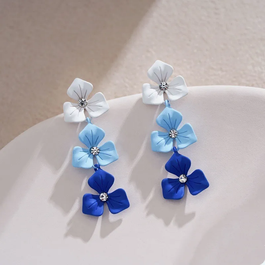 Pendientes vintage de flores azules