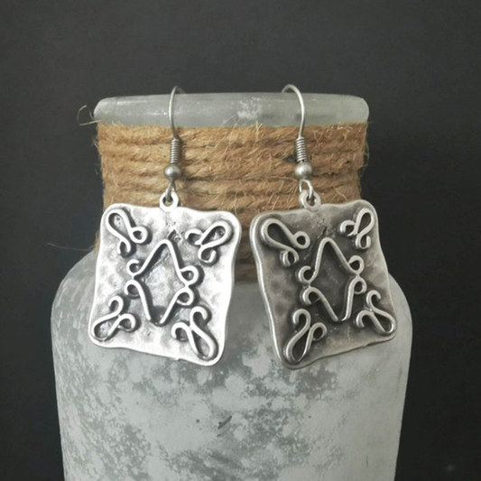 Aretes cuadrados vintage de plata