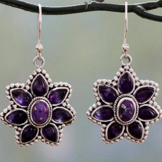 Pendientes Vintage de Floración Púrpura