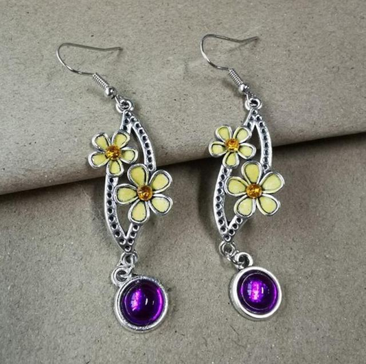 Pendientes de plata con circonia púrpura vintage