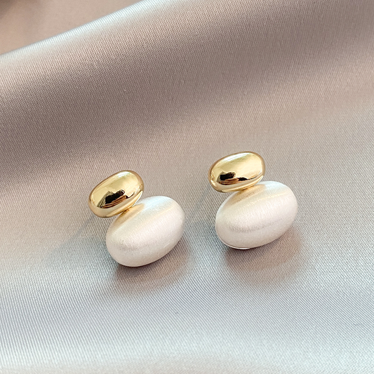 Pendientes de perlas ovaladas en oro