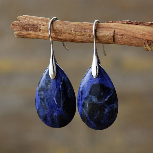 Pendientes de piedra azul vintage