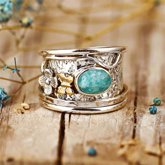 Anillo de Ópalo Azul Vintage