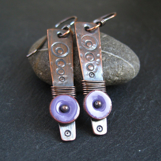 Pendientes vintage de bronce morado
