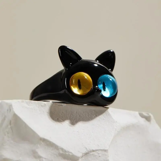 Anillo vintage de gato negro
