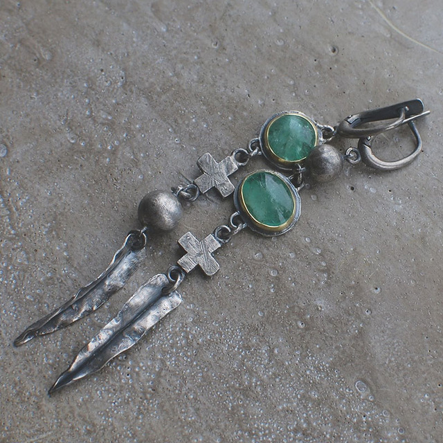Aretes de Plata Cross Vintage