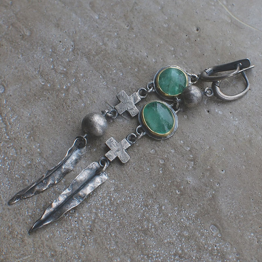 Aretes de Plata Cross Vintage
