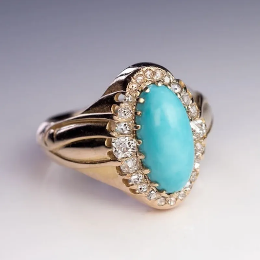 Anillo vintage de ópalo azul