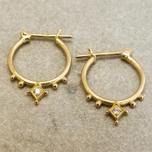 Aretes vintage de cristal dorado