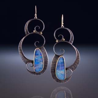 Pendientes de piedra azul oceánico vintage