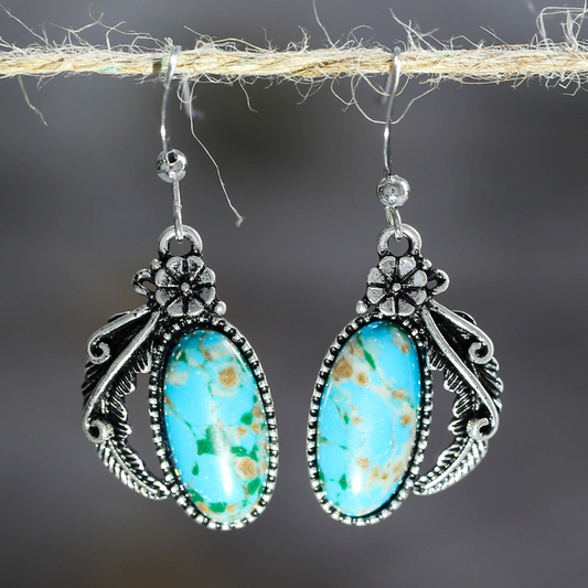 Pendientes vintage de piedra turquesa brillante