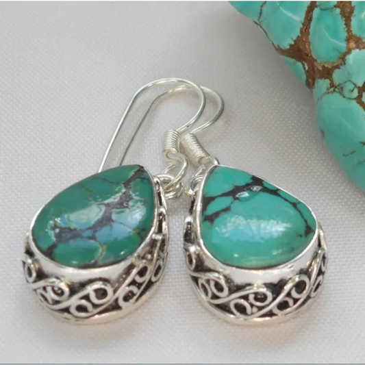 Aretes de piedra turquesa natural vintage