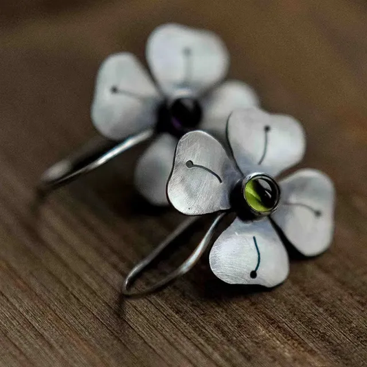 Aretes de Flor de Circonia Verde Vintage