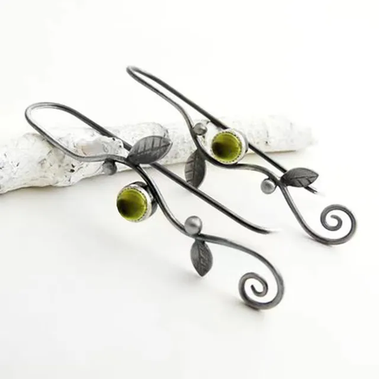 Pendientes de Hoja con Zirconia Amarilla Vintage
