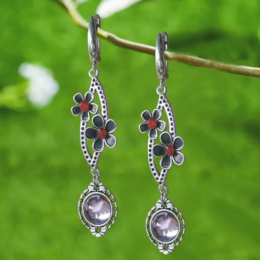 Pendientes de Cristal con Flores Vintage