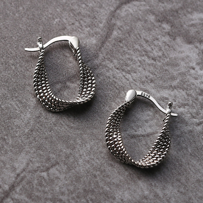 Pendientes de malla plateada vintage