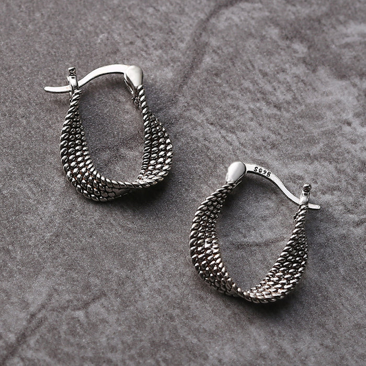 Pendientes de malla plateada vintage