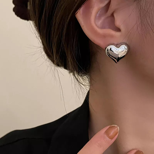 Pendientes de Corazón Plateados Vintage