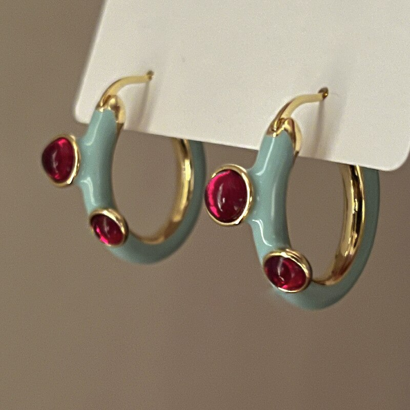 Pendientes Vintage de Zirconia Roja