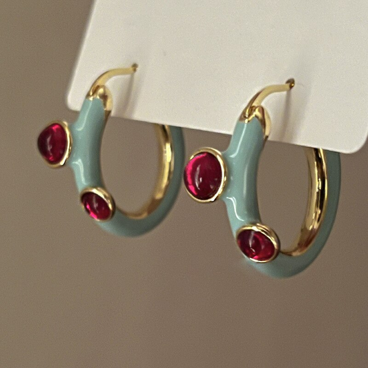 Pendientes Vintage de Zirconia Roja