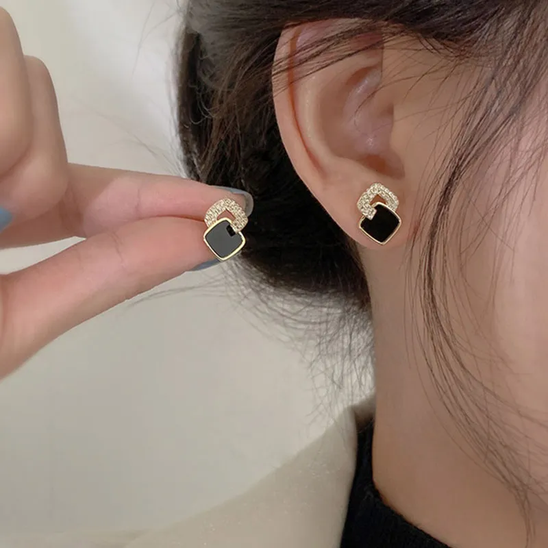 Pendientes vintage de ónix dorado