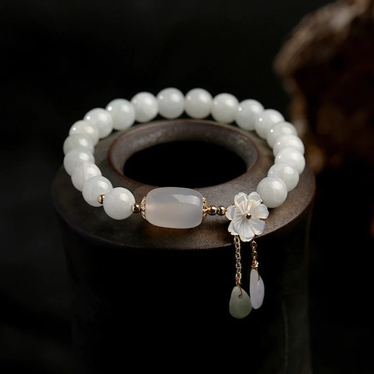 Pulsera de aguamarina con perlas