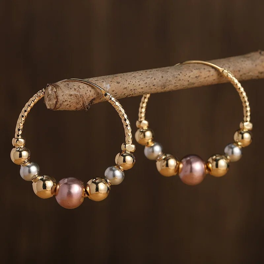 Pendientes de perlas de colores vintage