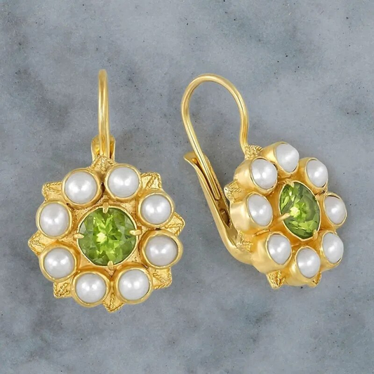 Pendientes Vintage de Flor de Perla y Zirconita