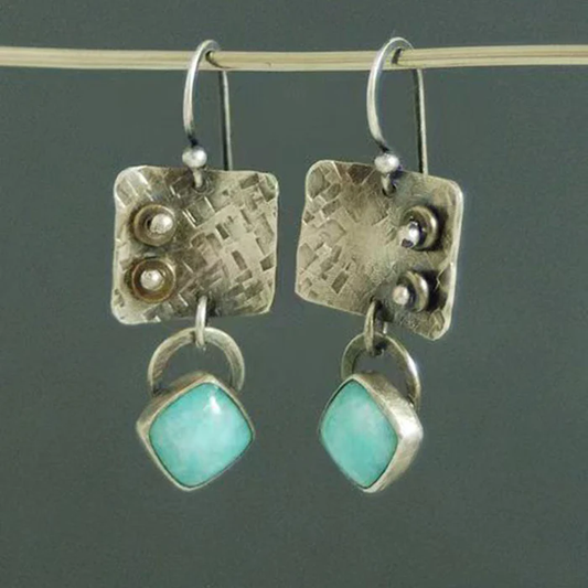 Pendientes cuadrados de piedra turquesa vintage