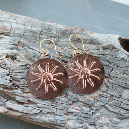 Pendientes vintage de bronce con sol