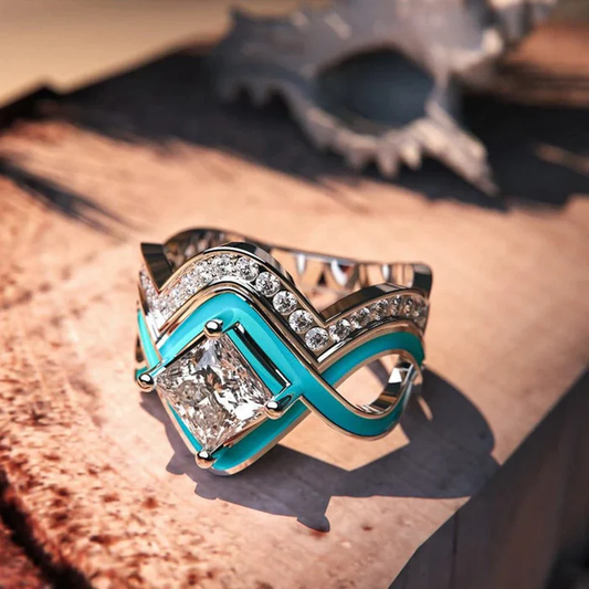 Anillo vintage de zirconia turquesa