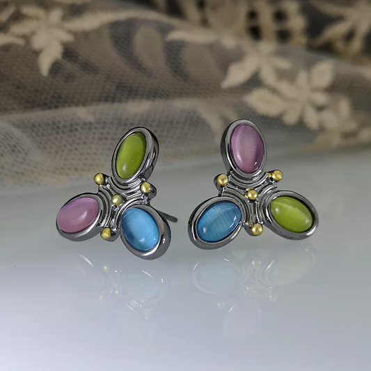 Aretes de Cristales Coloridos Vintage