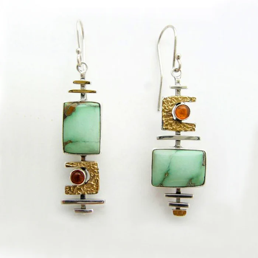Pendientes Vintage Verdes de Piedra Antiguas