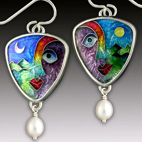 Pendientes de cara coloridos vintage