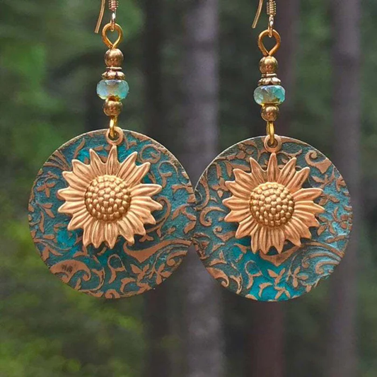 Pendientes de girasol vintage