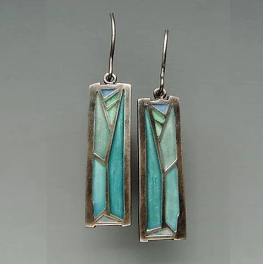 Pendientes de piedra incrustada azul vintage
