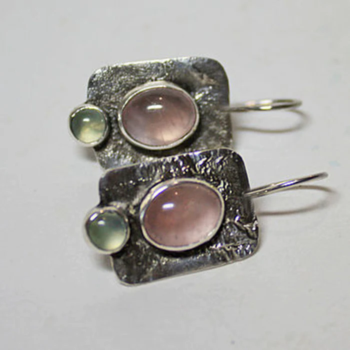 Pendientes de cristal vintage verdes y rosados