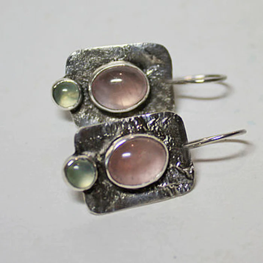 Pendientes de cristal vintage verdes y rosados