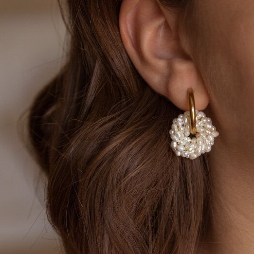 Pendientes en espiral con perlas incrustadas vintage