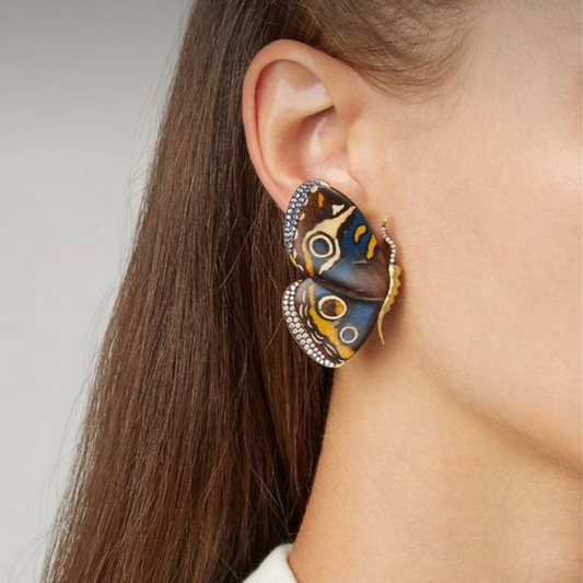 Pendientes de Mariposa Vintage Pintados a Mano
