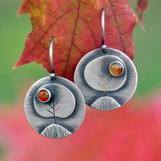 Pendientes de piedra naranja vintage de la naturaleza